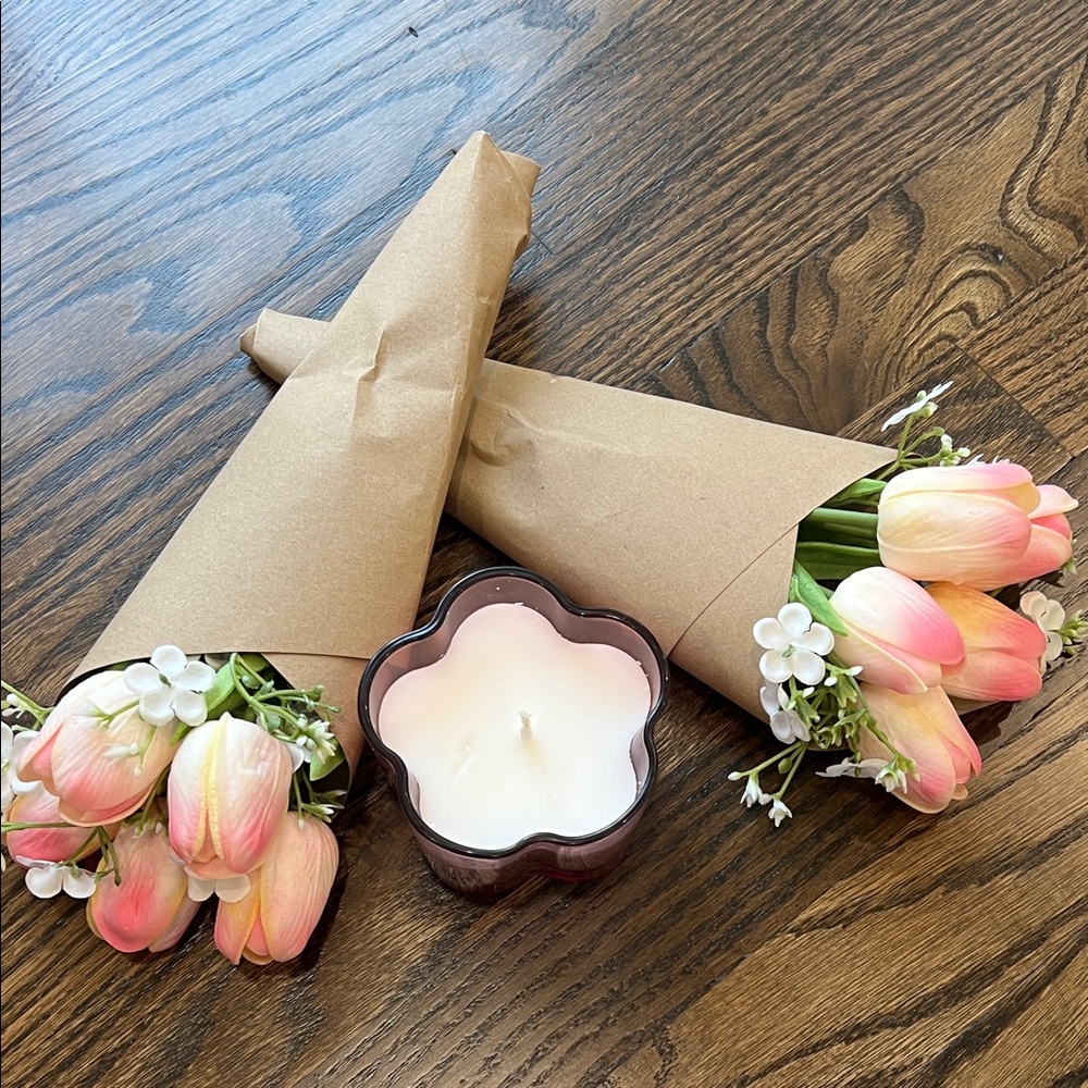 Target Pink and White Tulip Bouquets with Candle